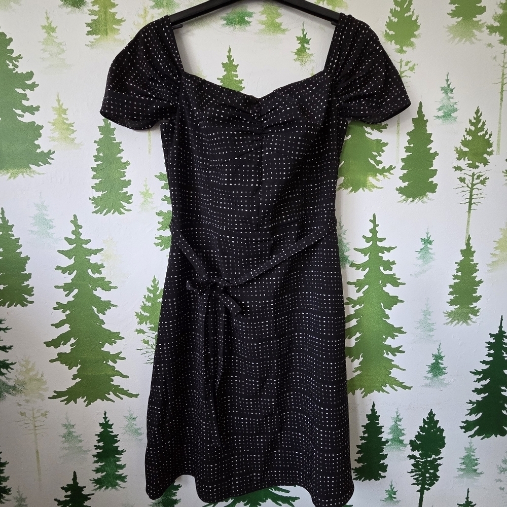 Banana Republic Black Polka Dot Belted Dress.